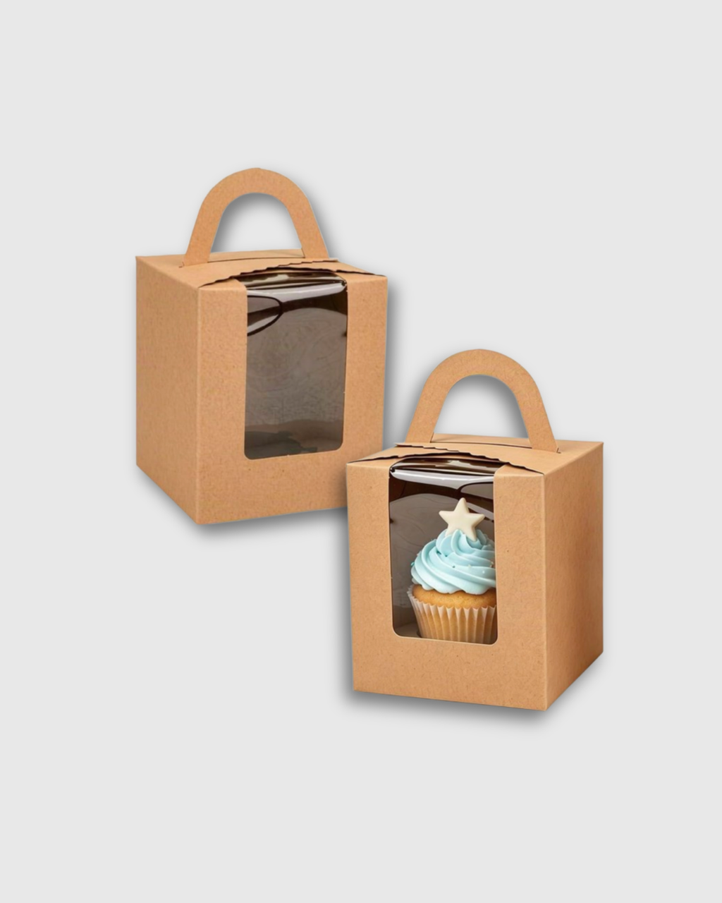 Caja Kraft con ventana y soporte 11x9x9cm