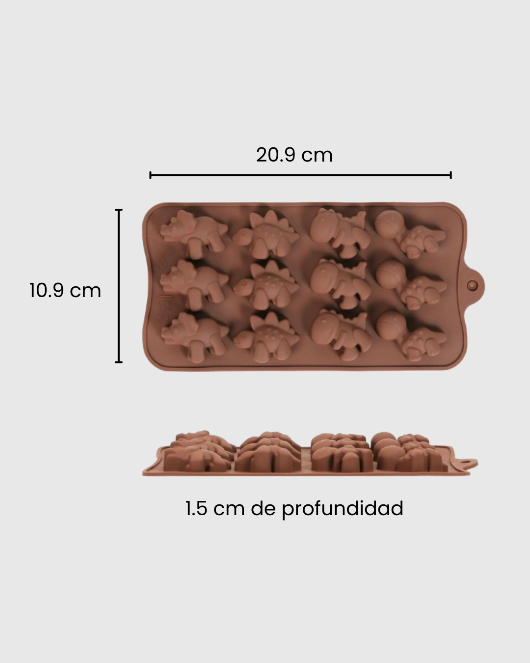 Molde de silicona de dinosaurios x 12 cavidades