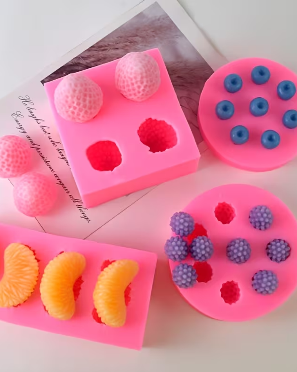 Set 4 Moldes de Silicona para Velas Frutales