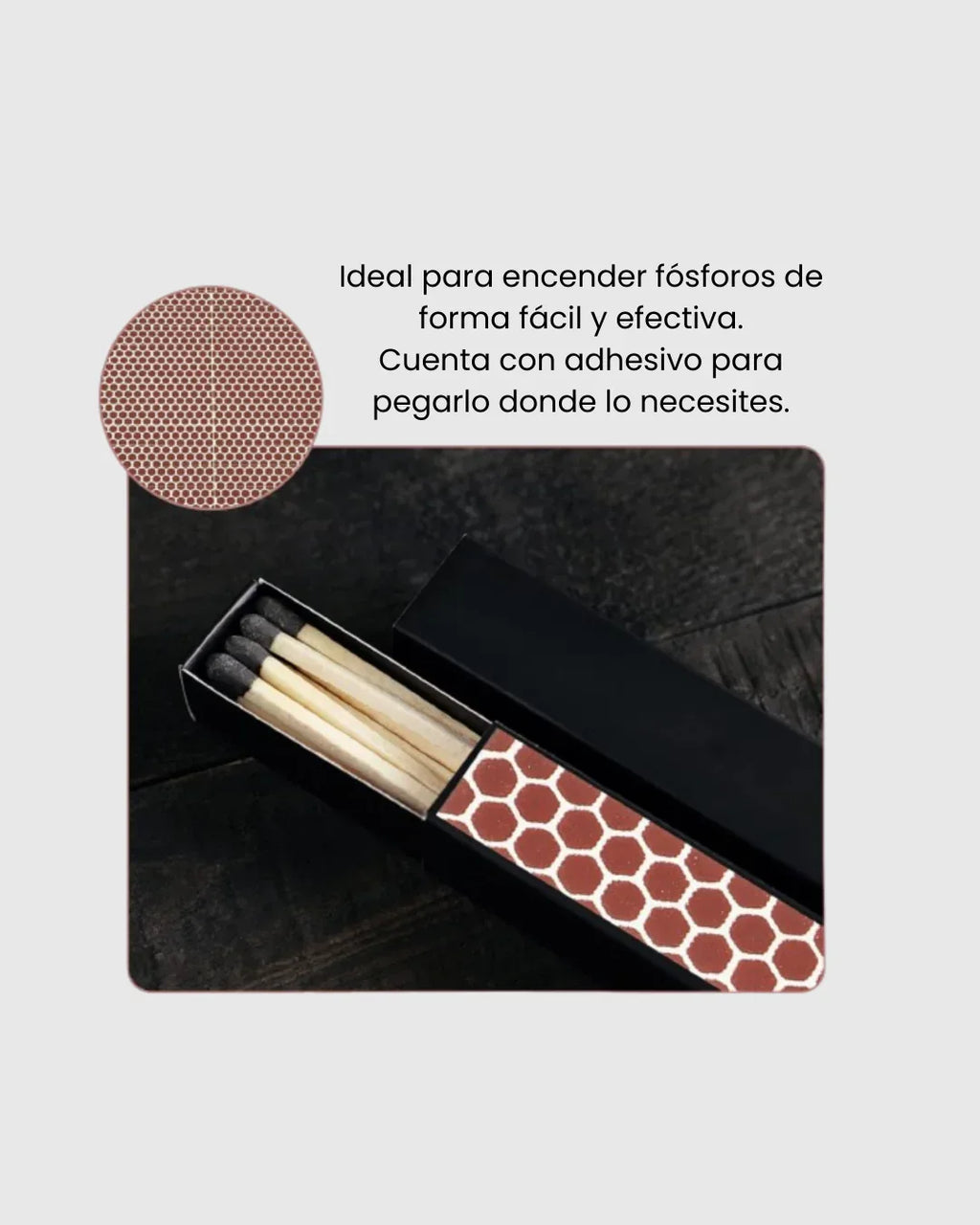 50 rectángulos adhesivos para encender fósforos