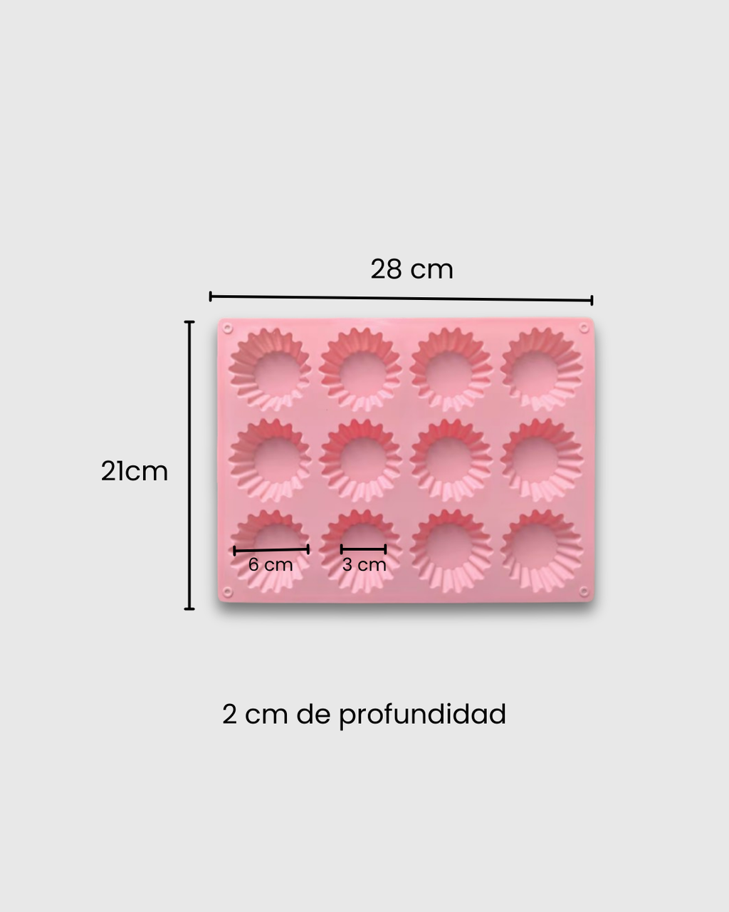 Molde de silicona base cupcake, tarta y muffin