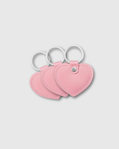 Llavero piel sintética con forma de corazón - Rosado
