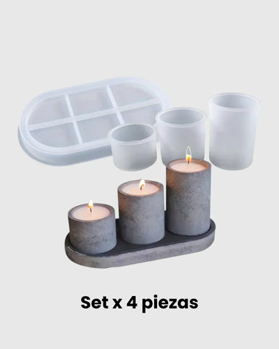 Set de Moldes de Silicona – Bandeja + 3 Recipientes Cilíndricos de Diferentes Tamaños