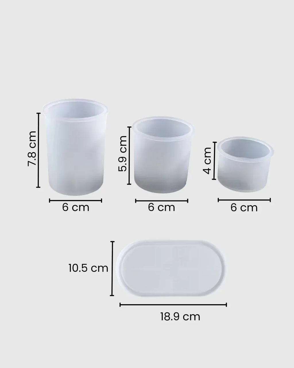 Set de Moldes de Silicona – Bandeja + 3 Recipientes Cilíndricos de Diferentes Tamaños
