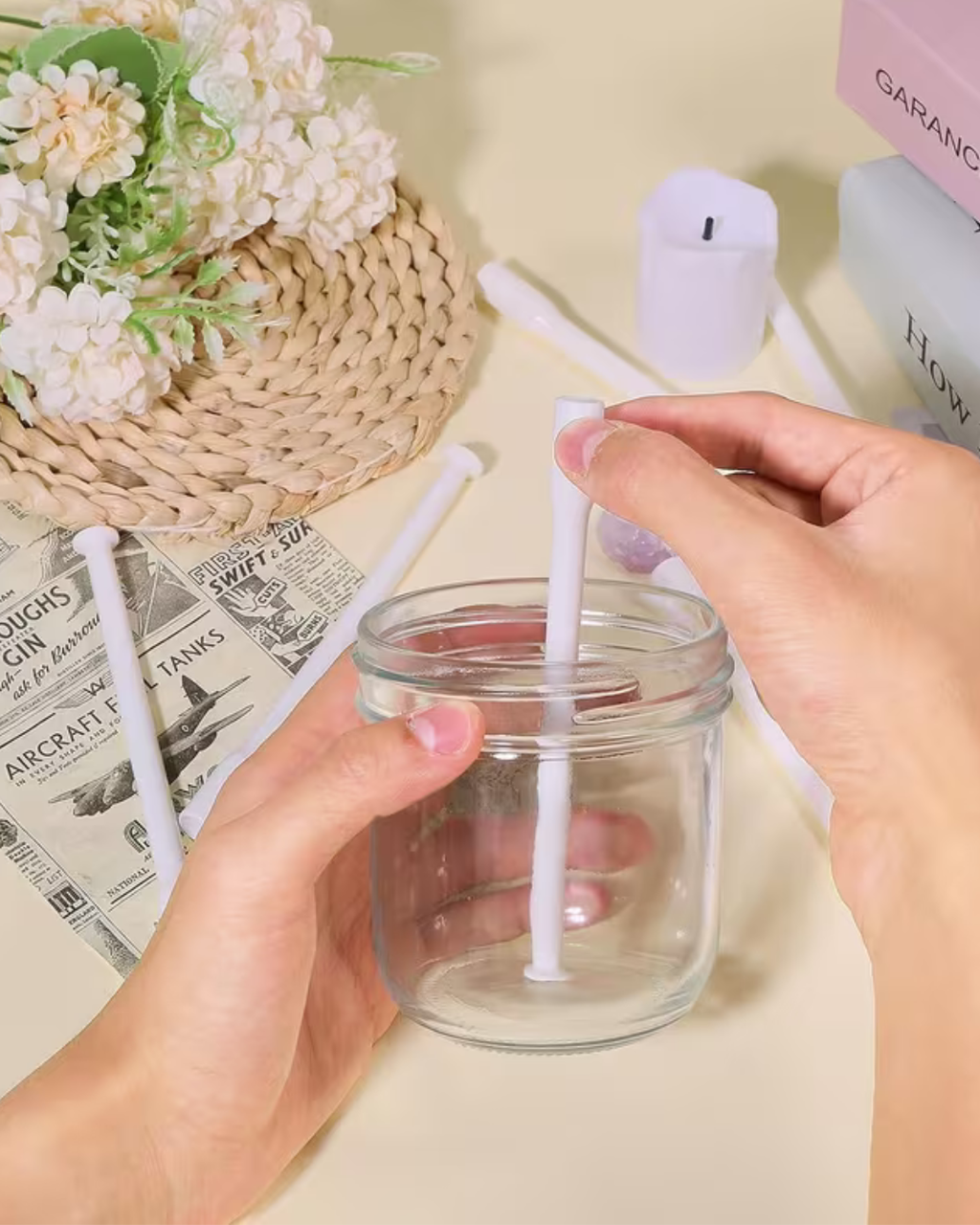 2 Tubos Portavasos para Mechas de Velas