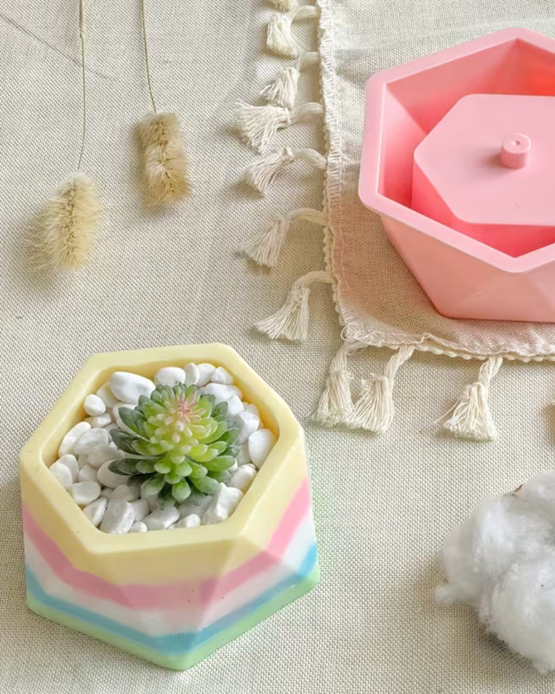 Molde de maceta de silicona hexagonal grande