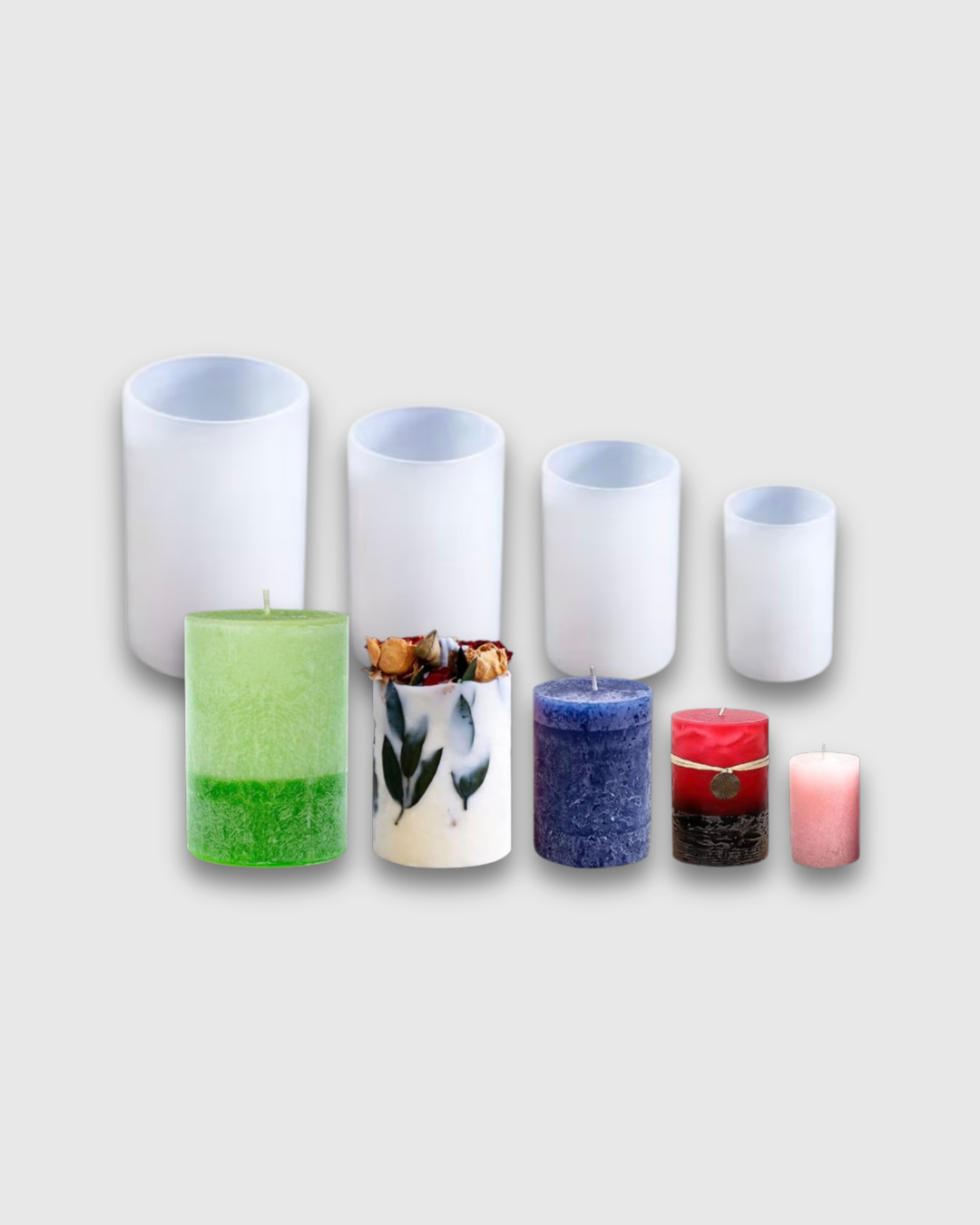 Kit de 5 Moldes Cilíndricos para Velas