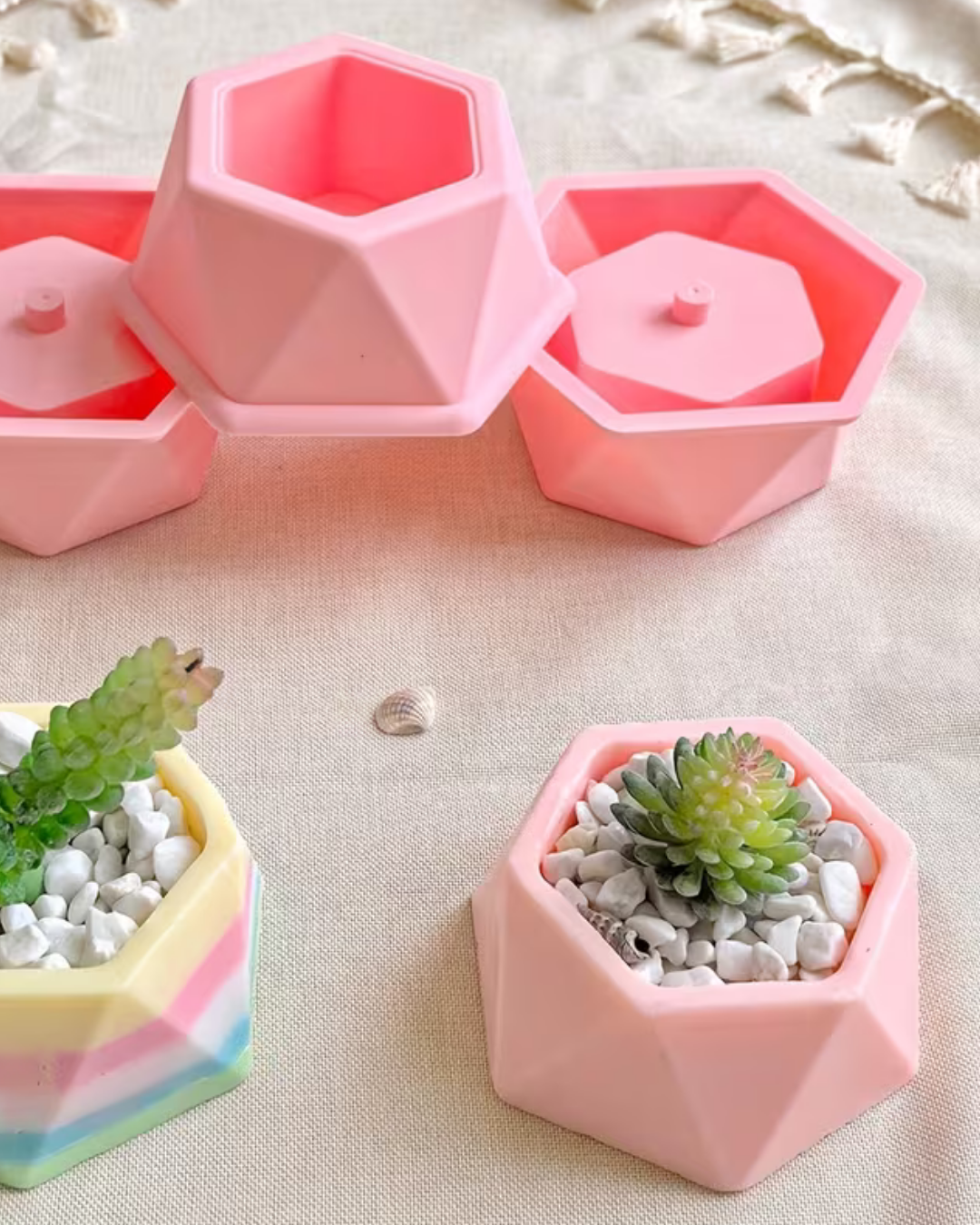 Molde de maceta de silicona hexagonal grande