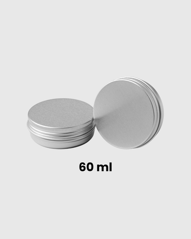 Frascos de aluminio plateado con tapa de rosca 60 ml