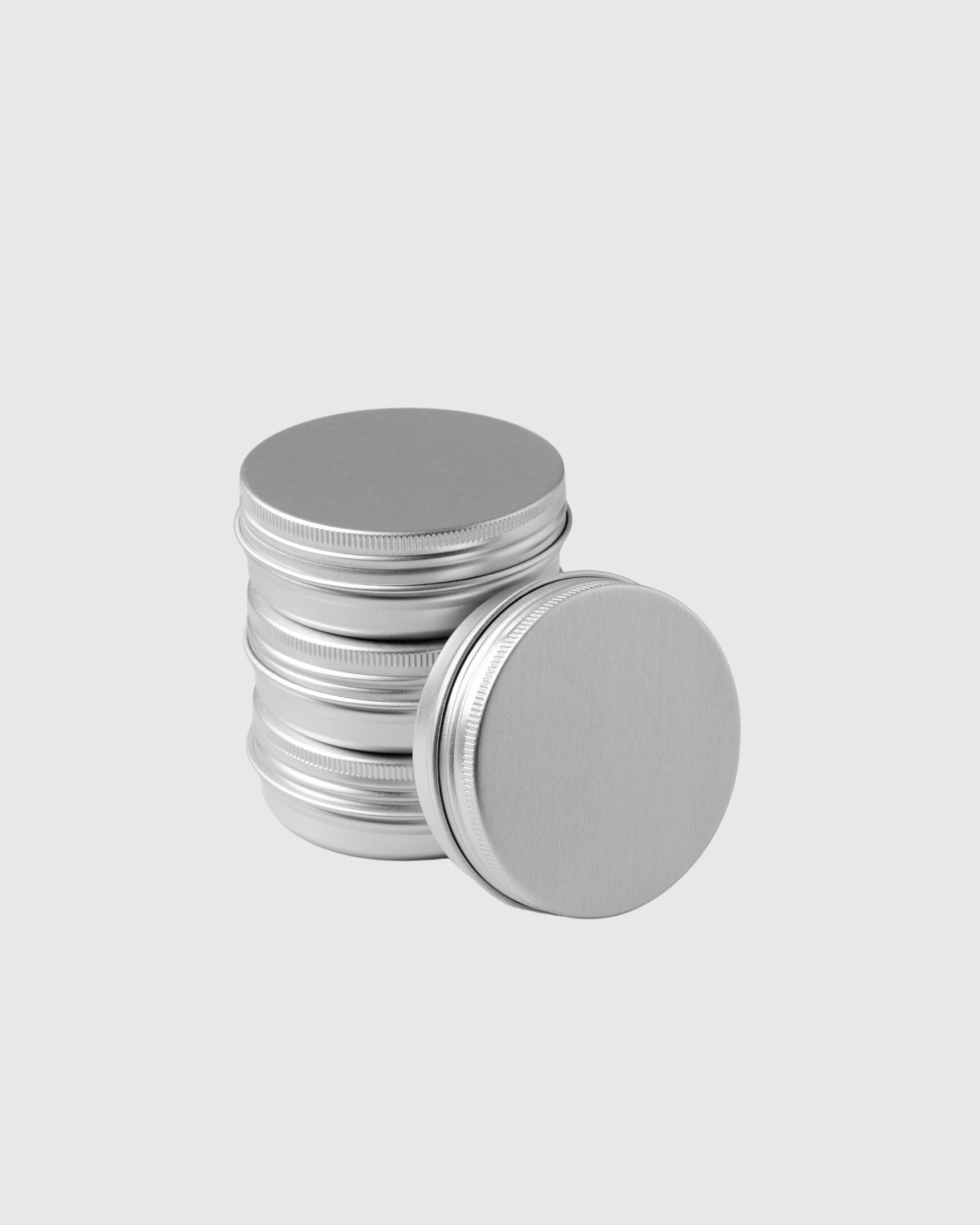 Frascos de aluminio plateado con tapa de rosca 60 ml