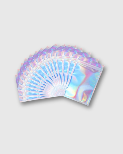 Bolsas Holográficas Resellables – Cierre Hermético Ziplock para Almacenamiento y Presentación