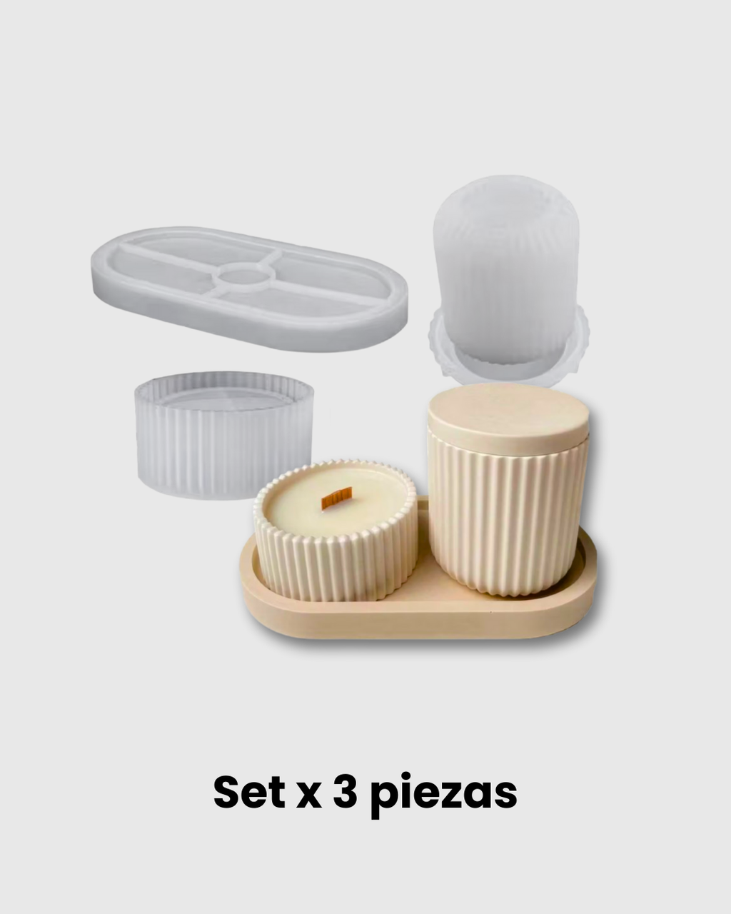 Set de 3 Moldes de Silicona para Recipientes