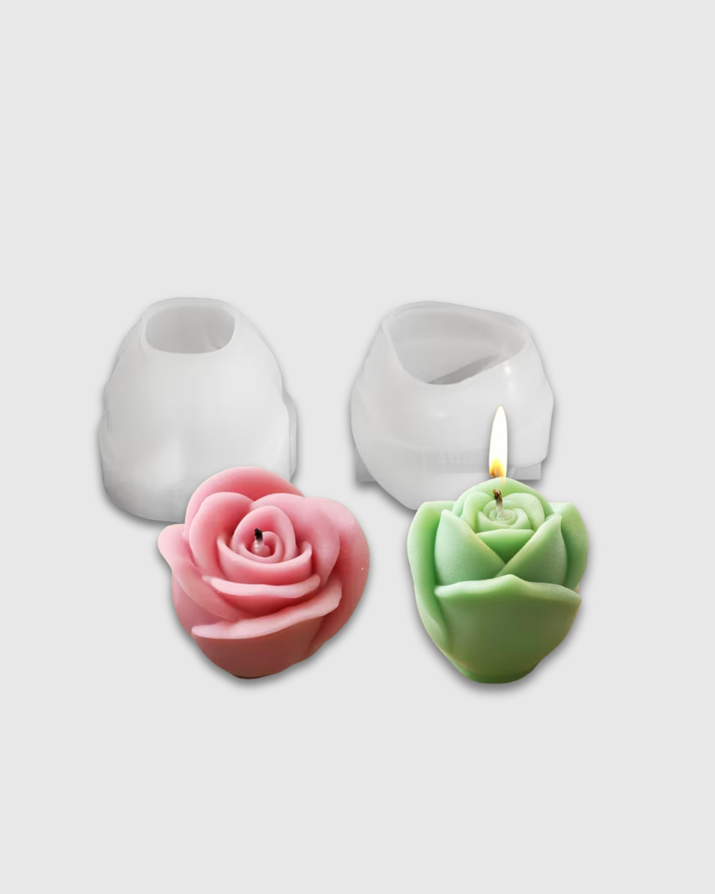 2 moldes de silicona en forma de rosa