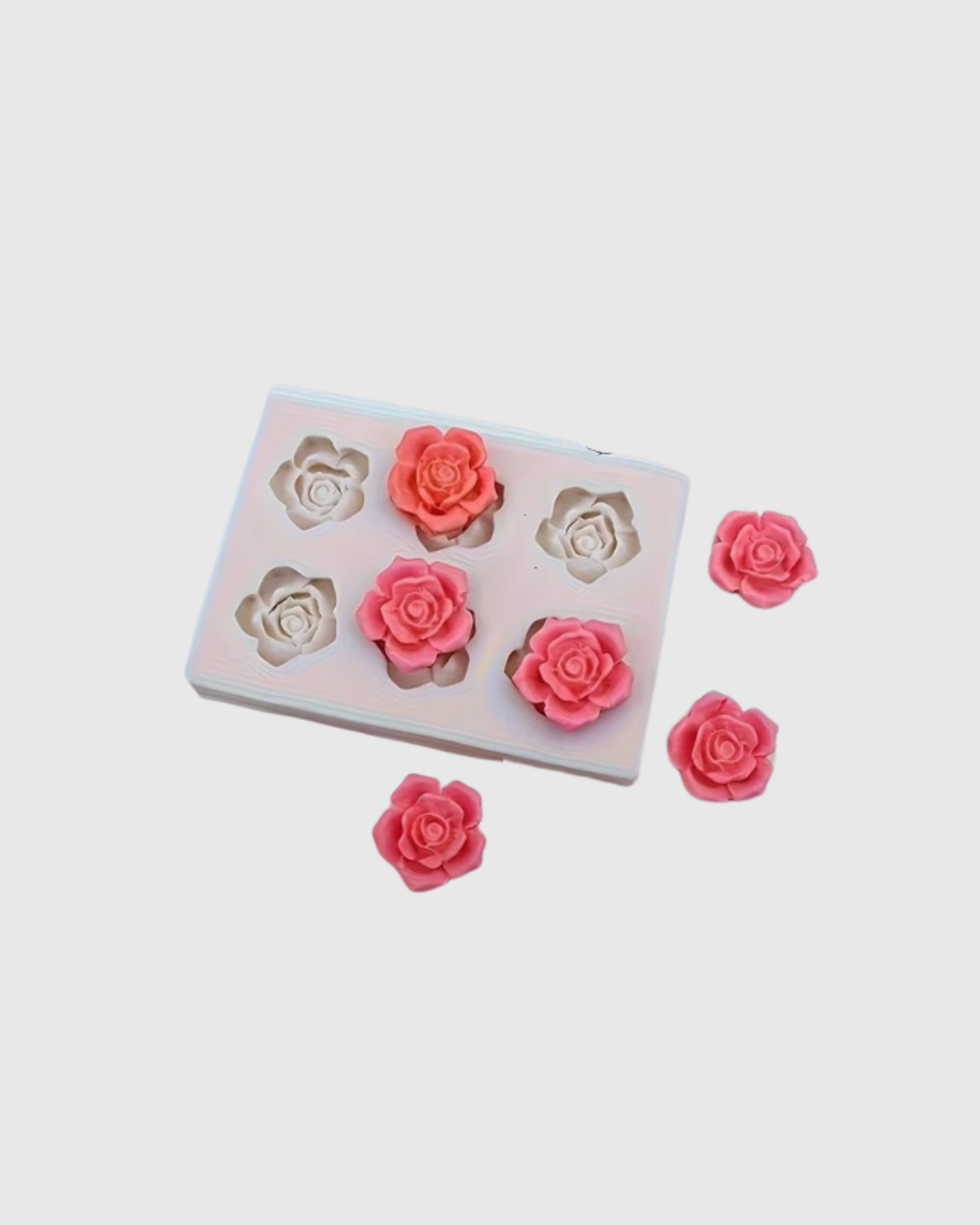 Molde de Silicona de 6 Cavidades con Diseño de Mini Rosas