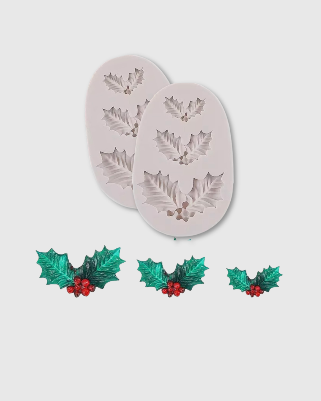2 Moldes de Silicona de Hojas de Acebo Navideñas