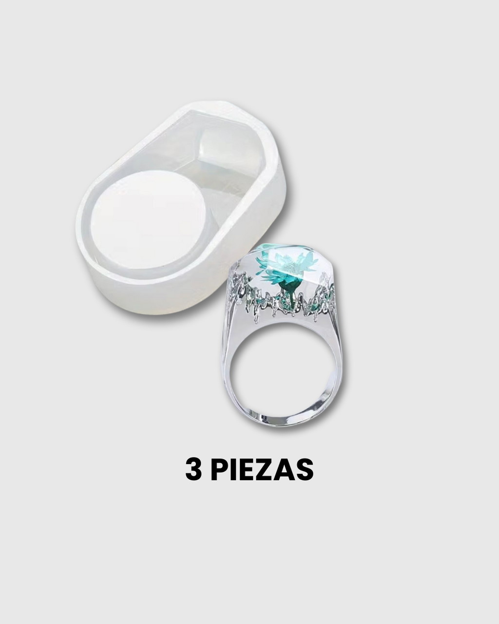 Set de 3 moldes de silicona para anillos y pulseras,