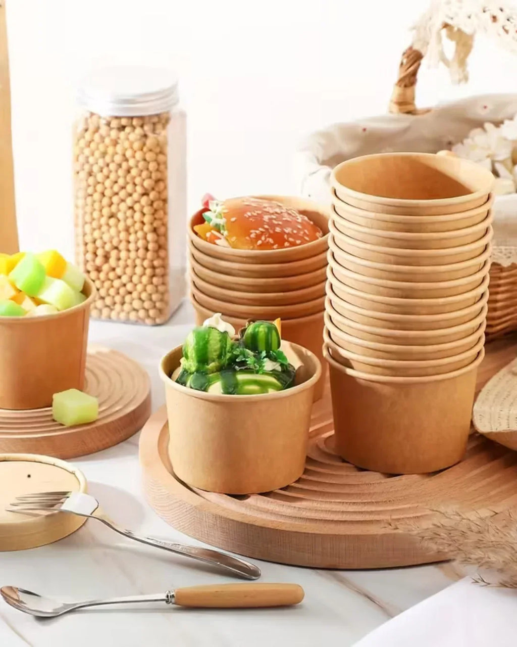 Contenedor 8oz con tapa de bamboo