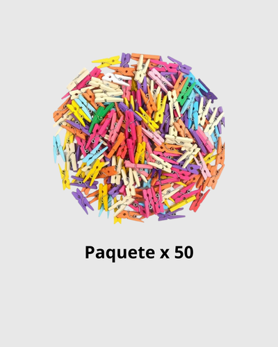 Paquete x 50 Mini Pinzas de Madera