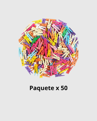 Paquete x 50 Mini Pinzas de Madera