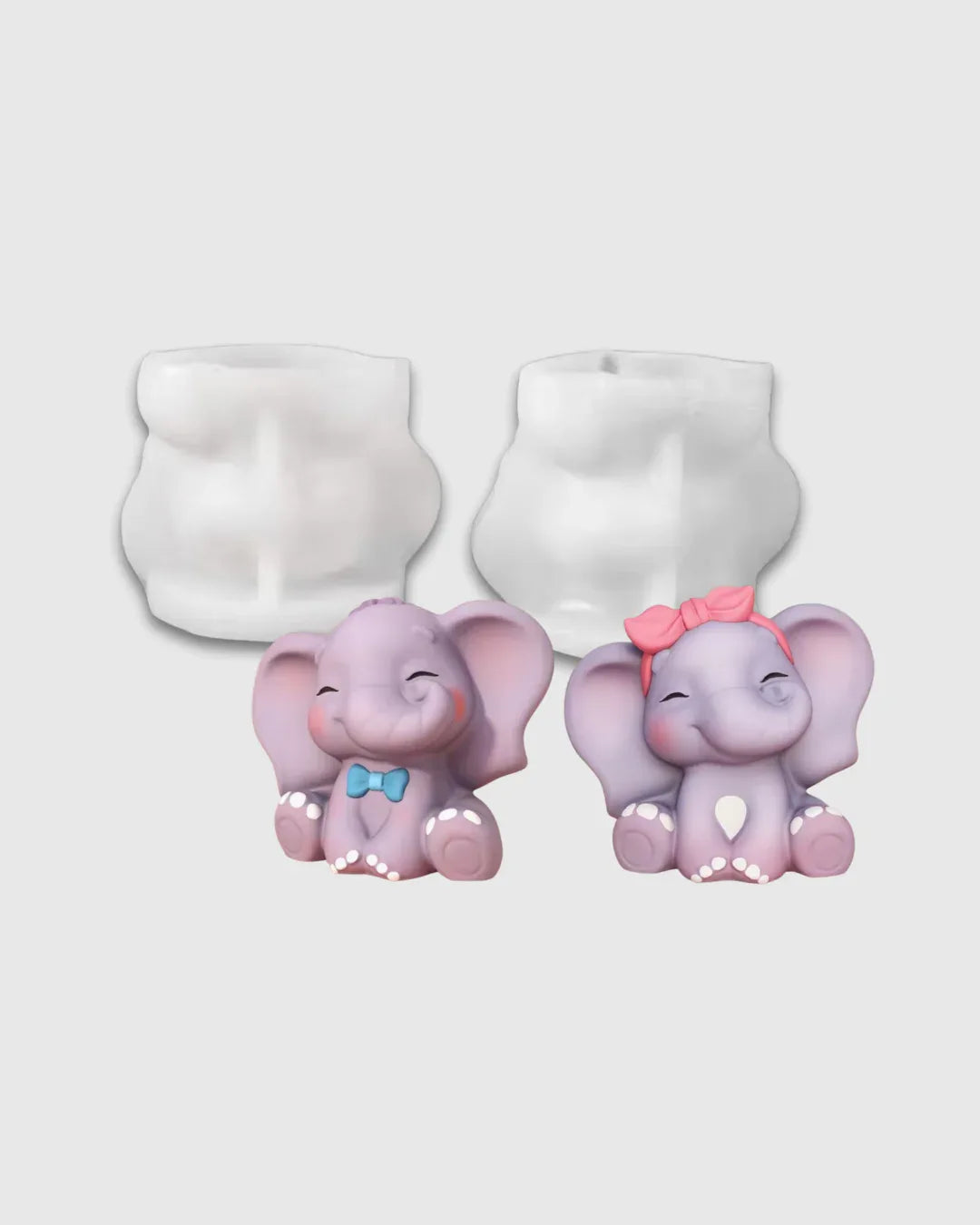 Set de 2 Moldes de Silicona en Forma de Elefantes