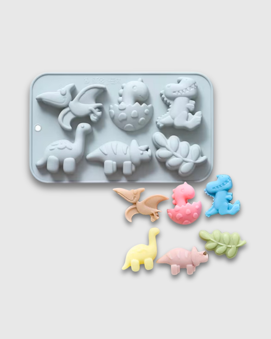 Molde de silicona de dinosaurios x 6 cavidades