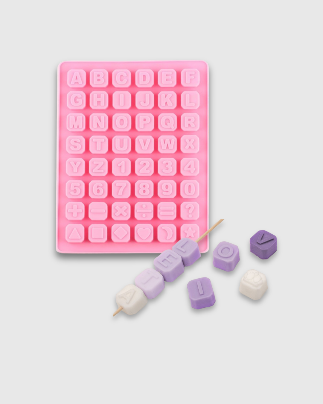 Molde de Cubos con Letras, Números y Signos