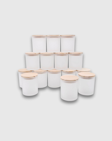 Envase de Vidrio Esmerilado con Tapa de Bambú 207 ml