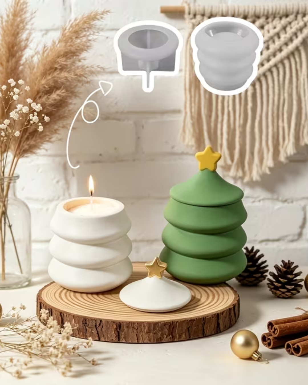 Molde de Silicona Recipiente Árbol de Navidad con Tapa