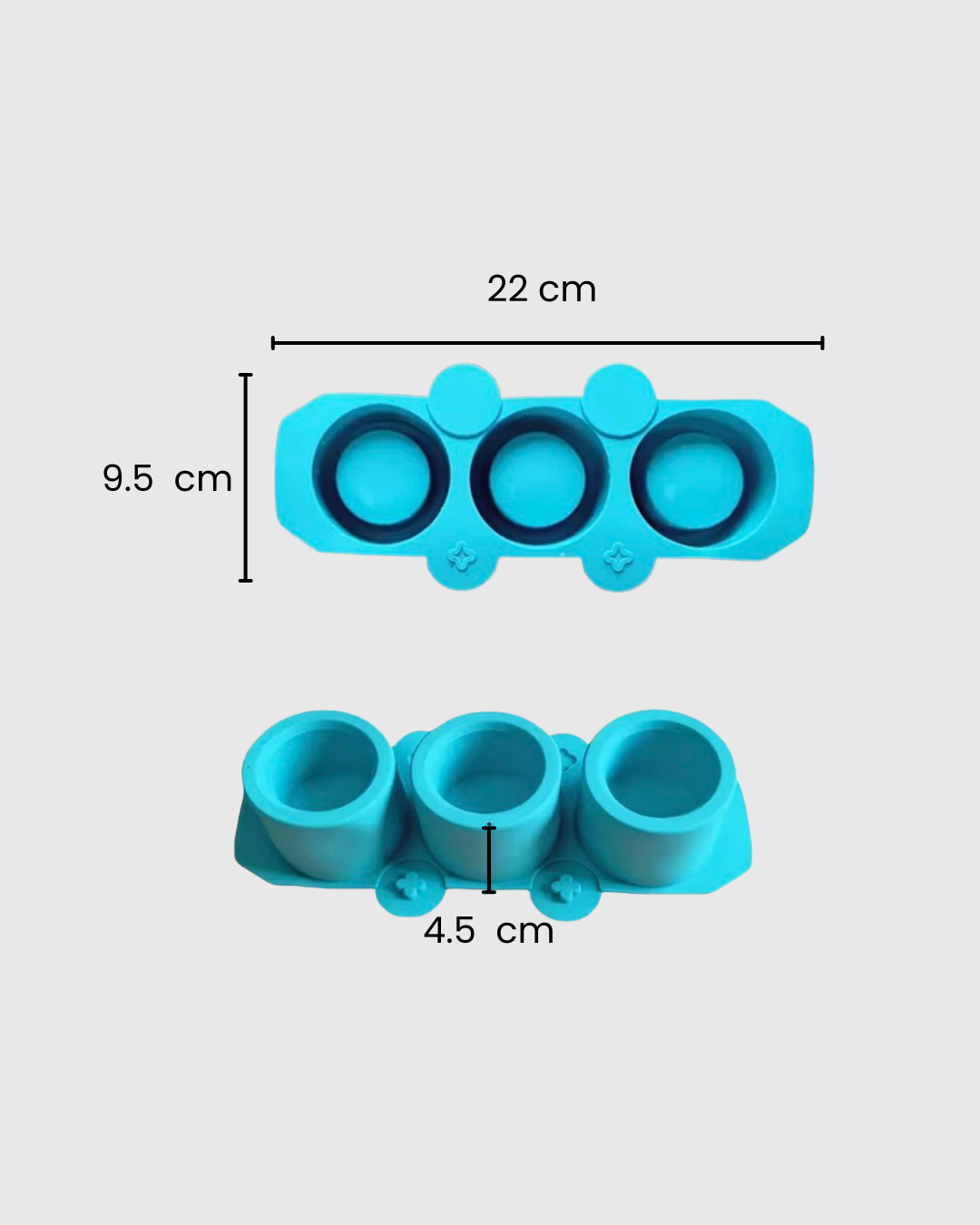 Molde de silicona con 3 cavidades – Recipientes cilíndricos pequeños