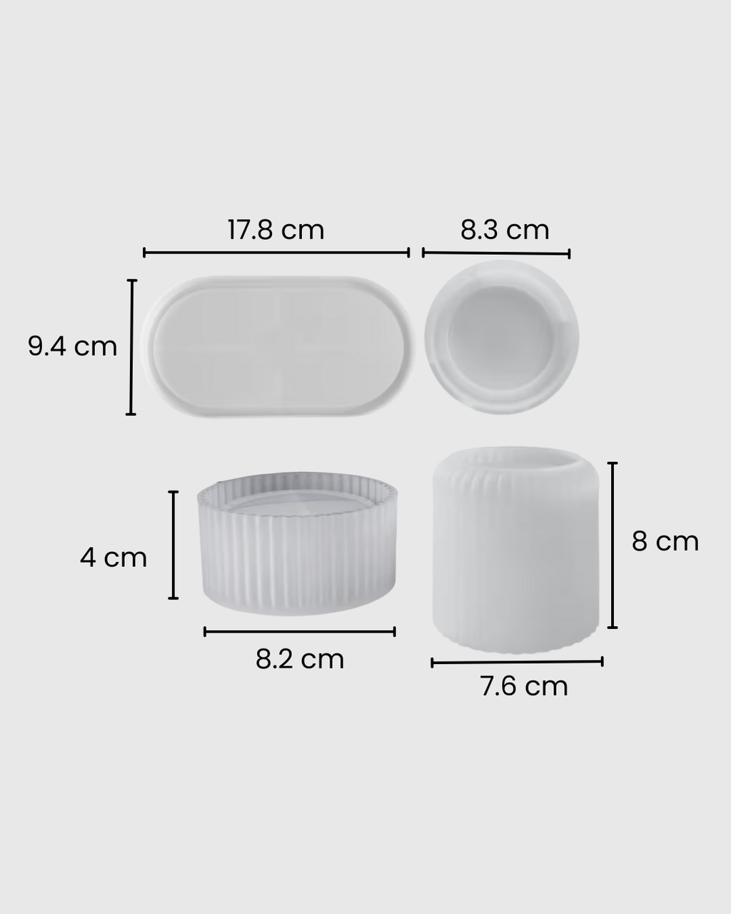Set de 3 Moldes de Silicona para Recipientes