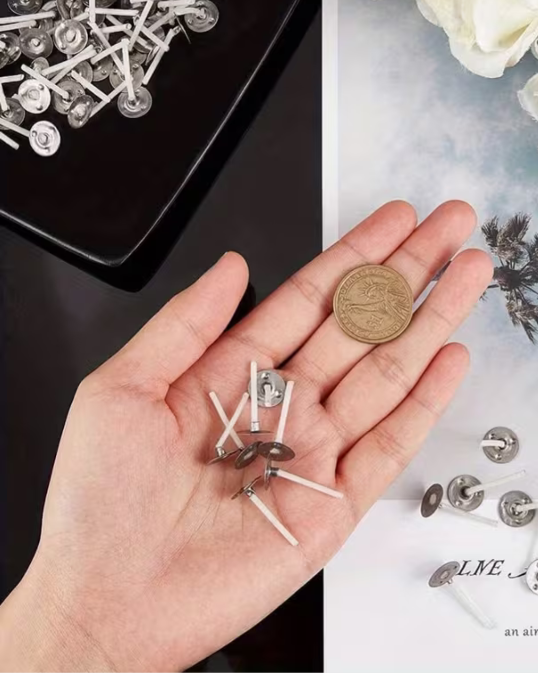 Pabilos con base de aluminio – 50 unidades (2.6cm)