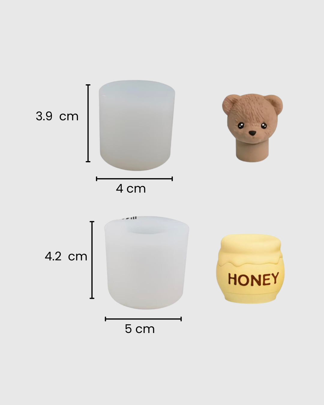 Molde de Silicona Cabeza de Oso + Tarro de Miel (2 en 1)