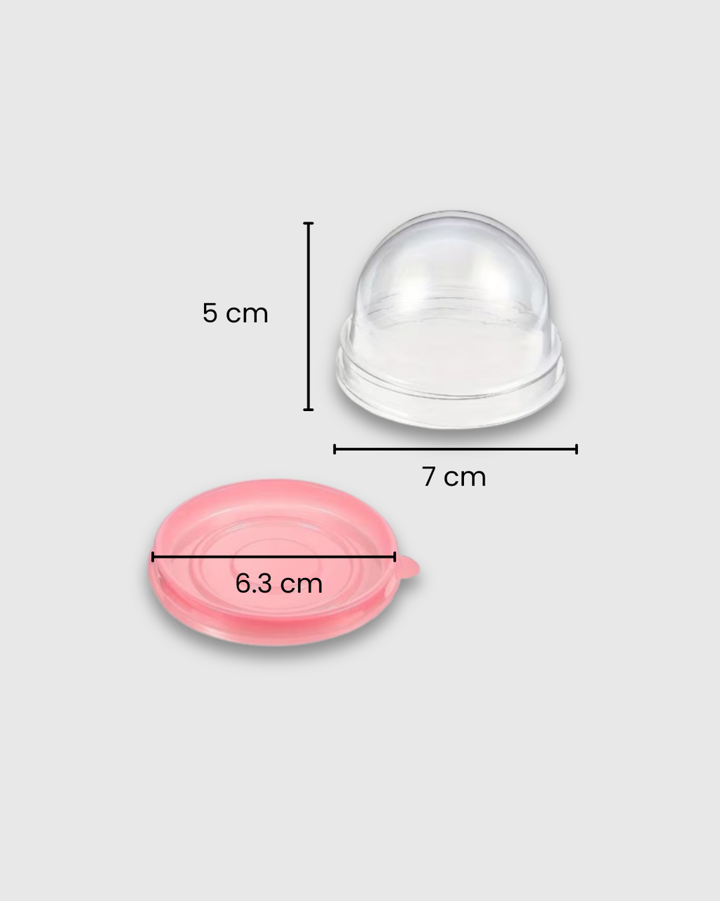12 Cajas Mini Domo Transparente - Rosado