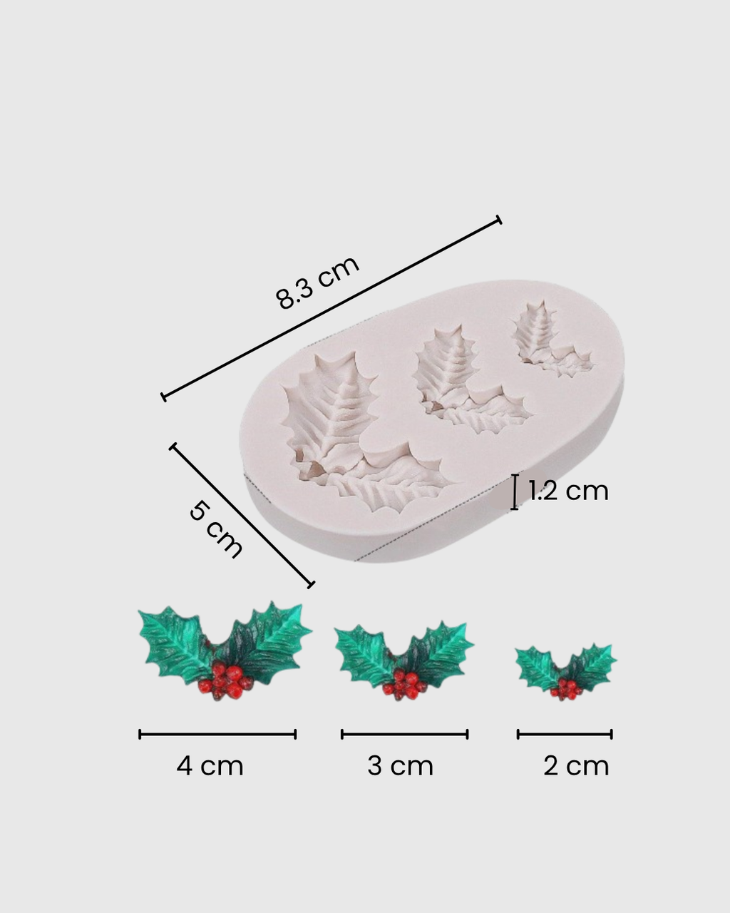 2 Moldes de Silicona de Hojas de Acebo Navideñas