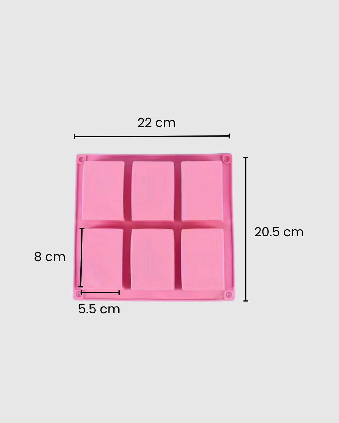 Molde de Silicona de 6 Cavidades Cuadradas