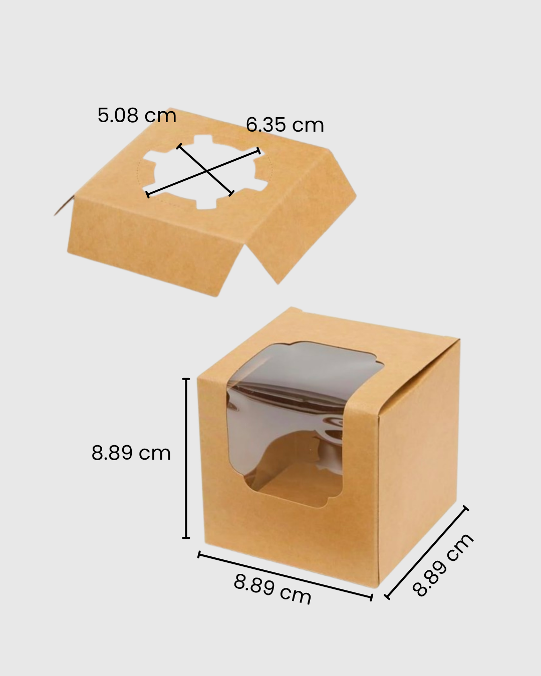 Caja Kraft 8.9 x 8.9 x 8.9 cm con Soporte