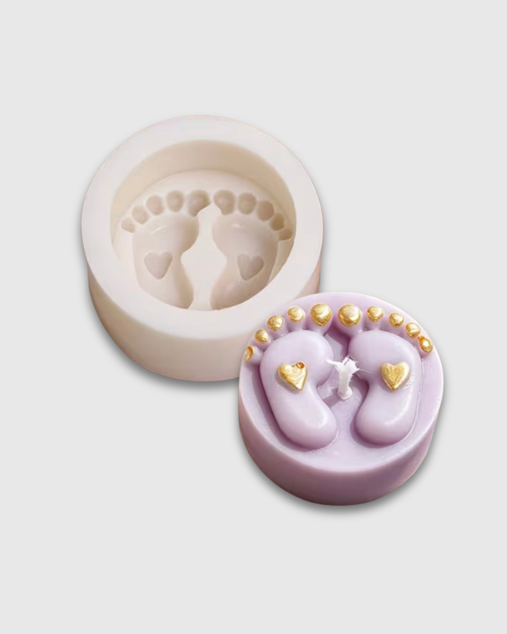 Molde de Silicona Pequeños Pies de Bebé con Corazón