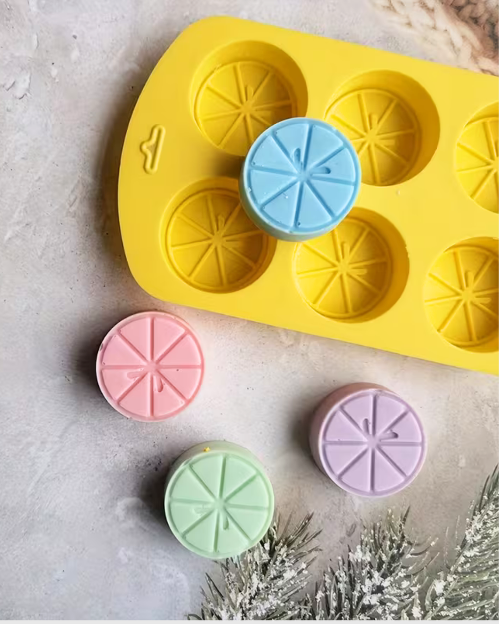Molde de silicona en forma de rodajas de limón