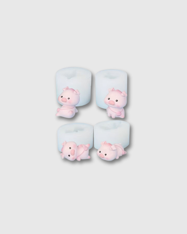 Set de 4 moldes de silicona en forma de de cerditos