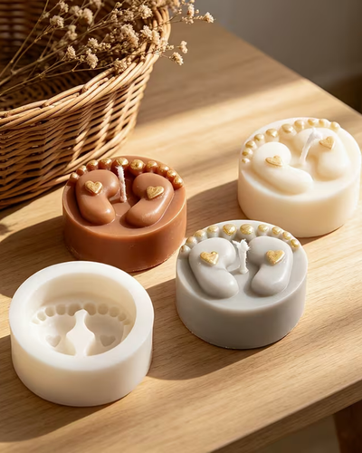 Molde de Silicona Pequeños Pies de Bebé con Corazón