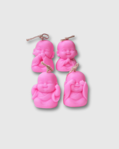 Set de 4 moldes de silicona en forma de mini monjes