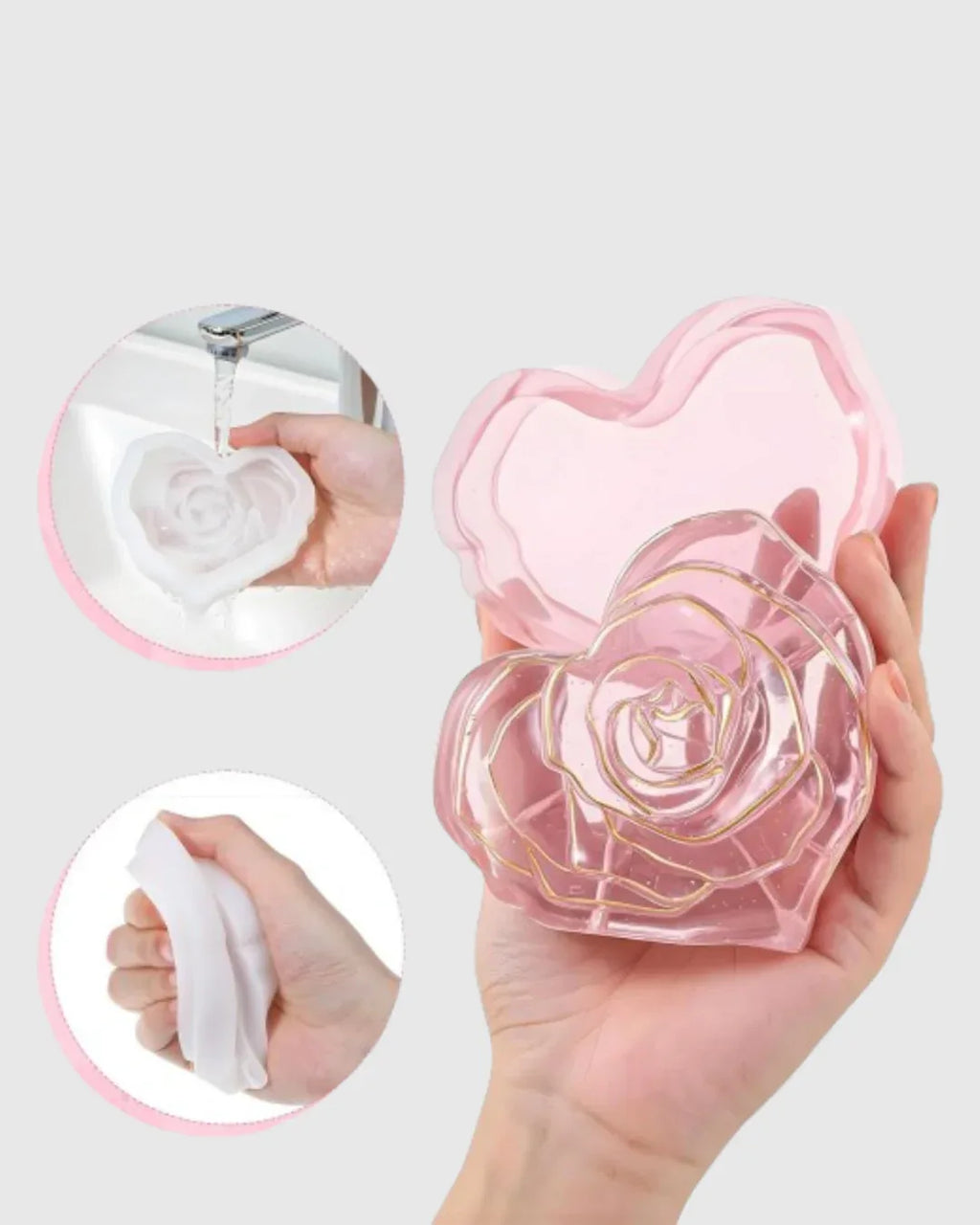 Molde de Silicona Caja Corazón con Tapa de Rosas