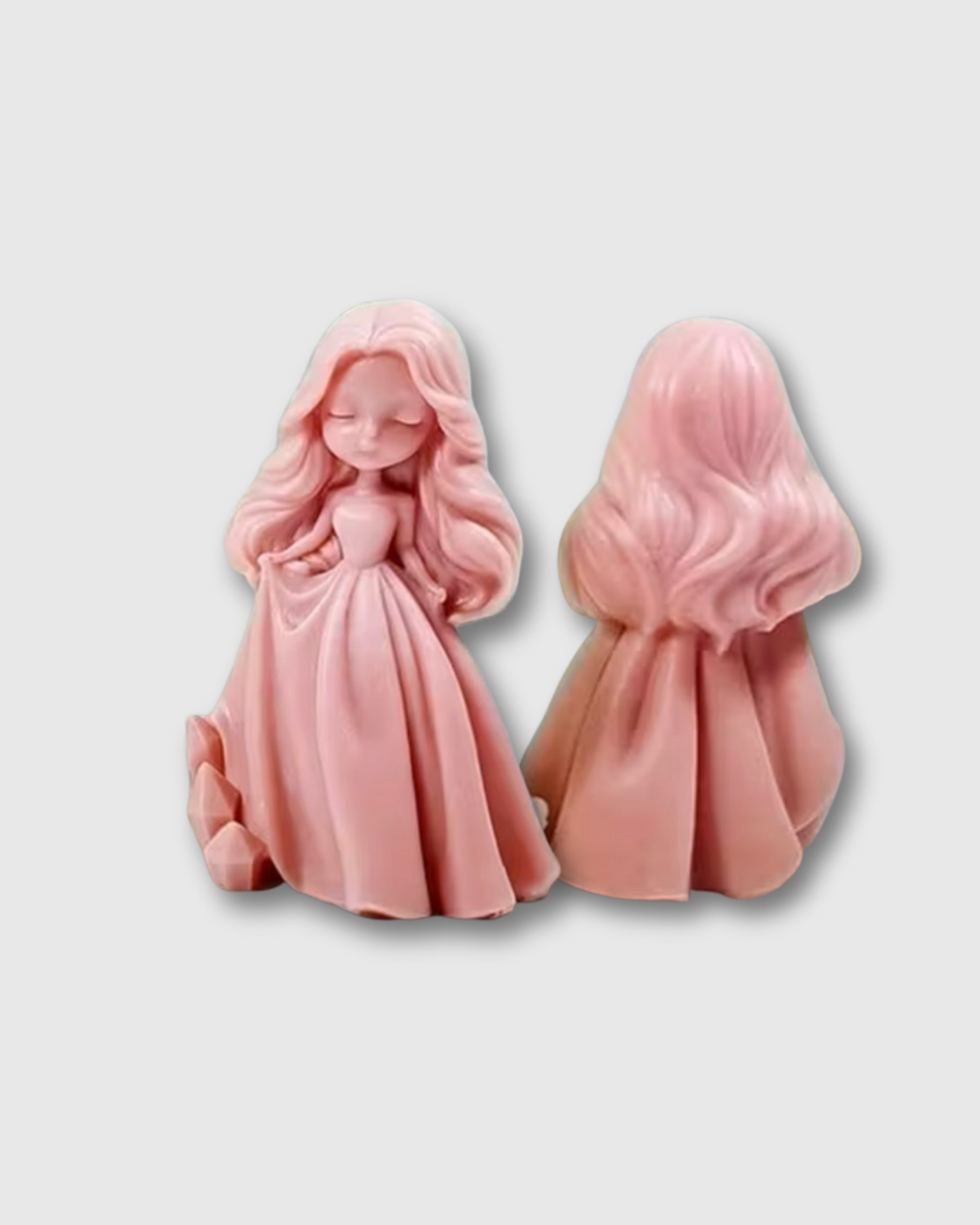 Molde de silicona en forma de niña de larga cabellera estilo princesa
