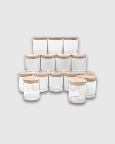 Envase de Vidrio Transparente con Tapa de Bambú 207 ml