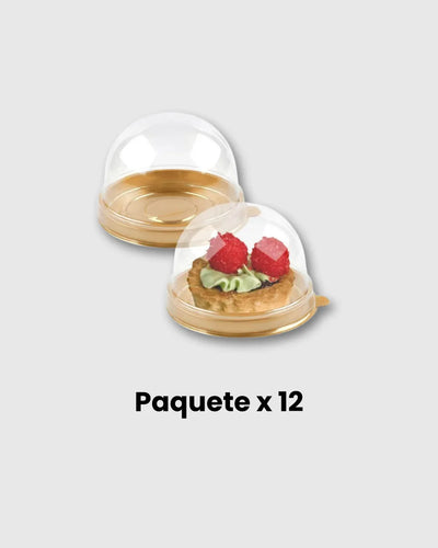 12 Cajas Mini Domos Transparente - Dorado