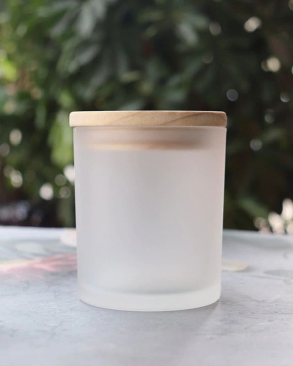 Envase de Vidrio Esmerilado con Tapa de Bambú 207 ml