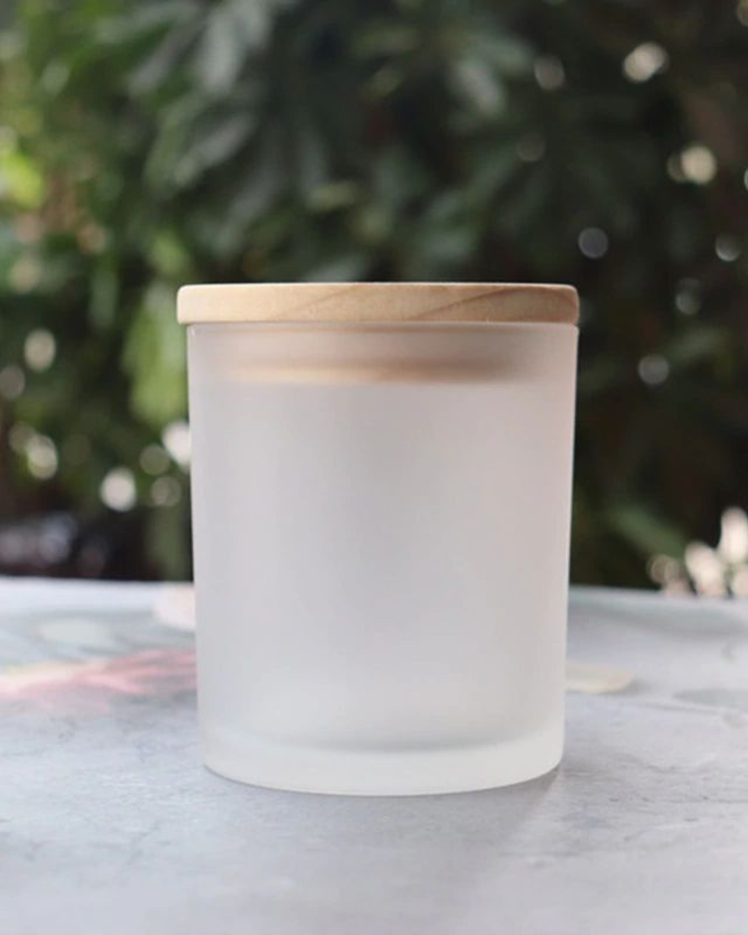 Envase de Vidrio Esmerilado con Tapa de Bambú 207 ml