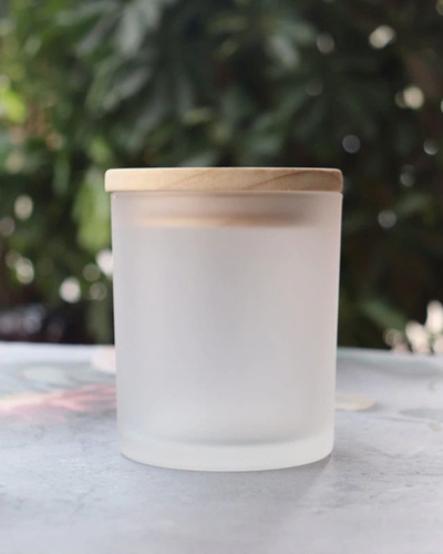 Envase de Vidrio Esmerilado con Tapa de Bambú 207 ml