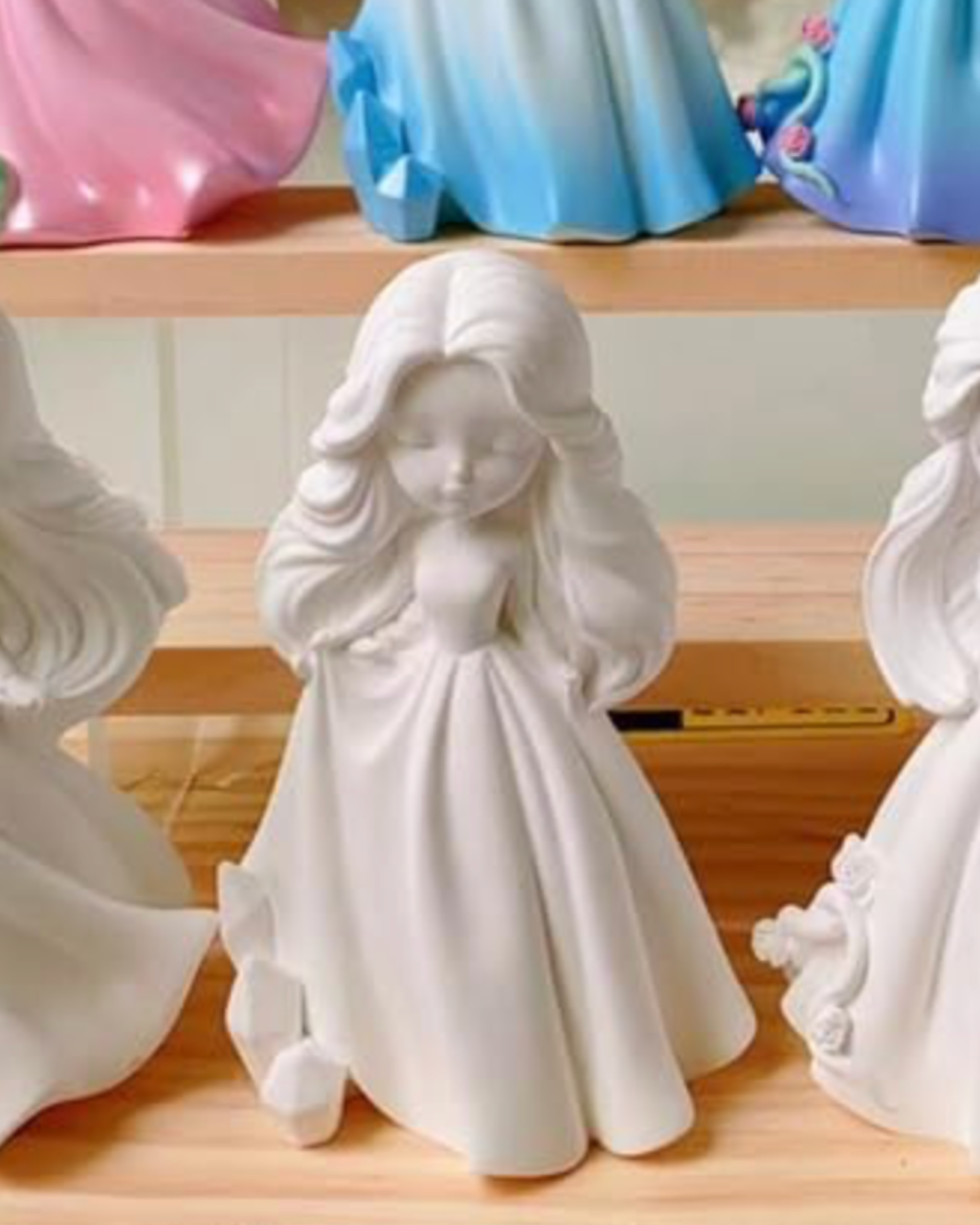 Molde de silicona en forma de niña de larga cabellera estilo princesa