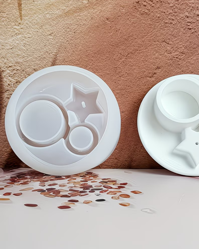 Molde de Silicona Bandeja con Porta Incienso, Porta Vela y Recipiente